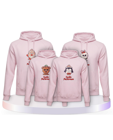 Weihnachten süße Tiere Mit Wunschname Familienset Hoodies | Paarpulli