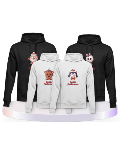 Weihnachten süße Tiere Mit Wunschname Familienset Hoodies | Paarpulli