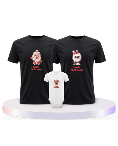 Weihnachten süße Tiere Mit Wunschname + Familien T-Shirts | Paarpulli