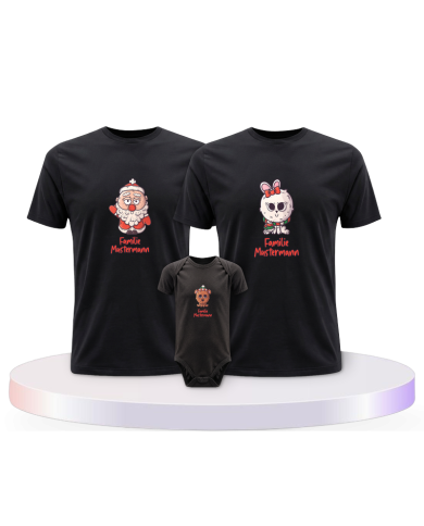 Weihnachten süße Tiere Mit Wunschname + Familien T-Shirts | Paarpulli