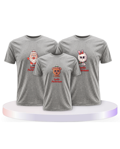 Weihnachten süße Tiere Mit Wunschname Familienset T-Shirts | Paarpulli