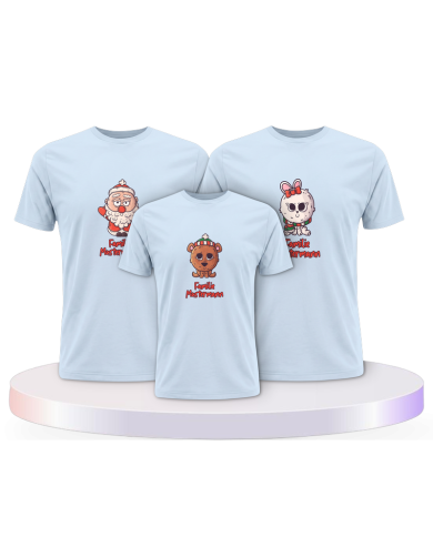 Weihnachten süße Tiere Mit Wunschname Familienset T-Shirts | Paarpulli