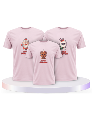 Weihnachten süße Tiere Mit Wunschname Familienset T-Shirts | Paarpulli