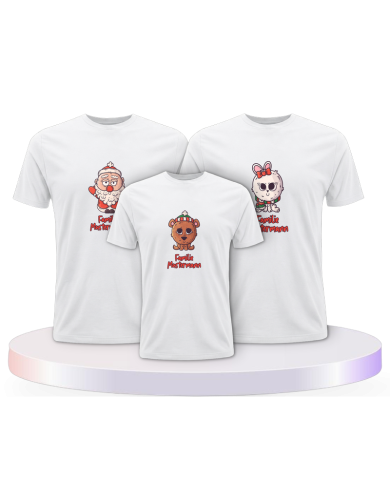 Weihnachten süße Tiere Mit Wunschname Familienset T-Shirts | Paarpulli