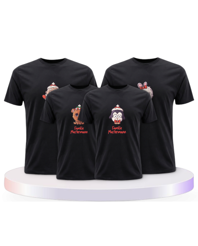 Weihnachten süße Tiere Mit Wunschname Familienset T-Shirts | Paarpulli