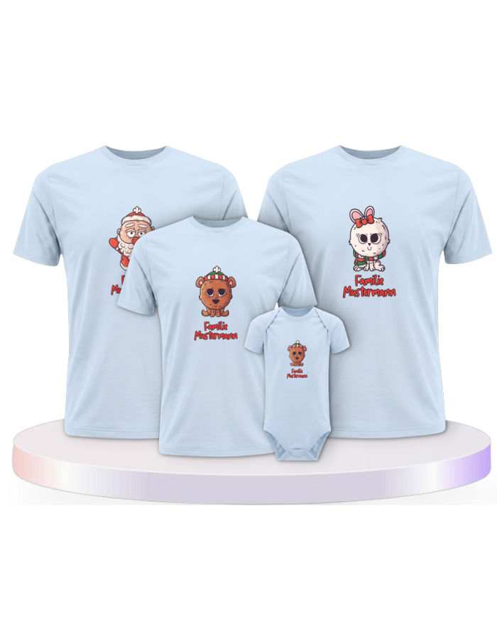 Weihnachten süße Tiere Mit Wunschname + Familien T-Shirts | Paarpulli