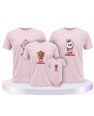 Weihnachten süße Tiere Mit Wunschname + Familien T-Shirts | Paarpulli