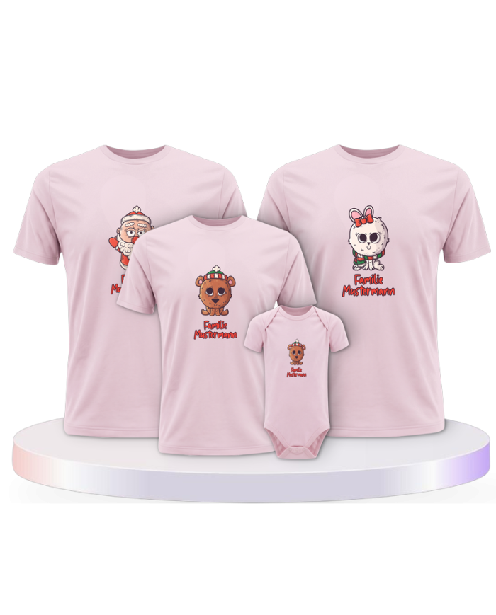 Weihnachten süße Tiere Mit Wunschname + Familien T-Shirts | Paarpulli