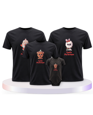 Weihnachten süße Tiere Mit Wunschname + Familien T-Shirts | Paarpulli