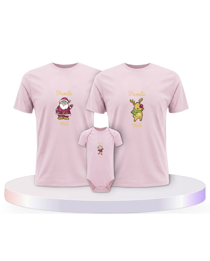 Weihnachten Familie mit Wunschname personalisiert Baby | Paarpulli