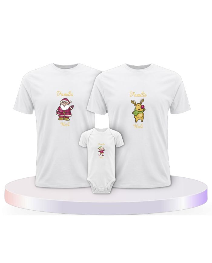 Weihnachten Familie mit Wunschname personalisiert Baby | Paarpulli