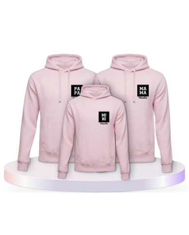 Papa Mama Mini mit Personalisierte Namen Familien Hoodies | Paarpulli