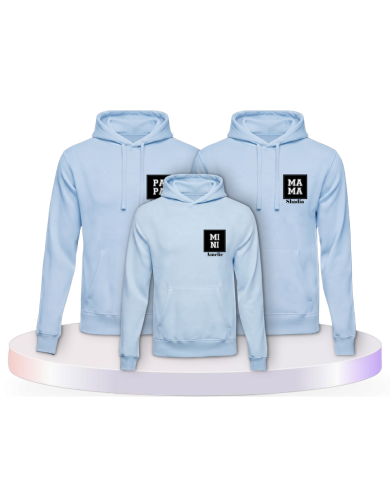 Papa Mama Mini mit Personalisierte Namen Familien Hoodies | Paarpulli