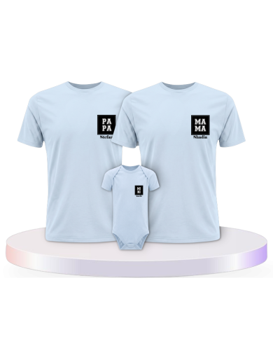 Papa Mama Mini Personalisierte Namen mit Baby Body | Paarpulli