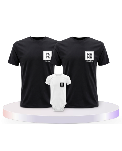 Papa Mama Mini Personalisierte Namen mit Baby Body | Paarpulli