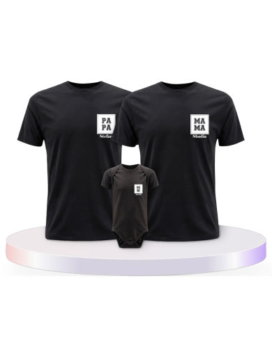 Papa Mama Mini Personalisierte Namen mit Baby Body | Paarpulli
