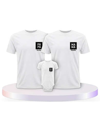 Papa Mama Mini Personalisierte Namen mit Baby Body | Paarpulli