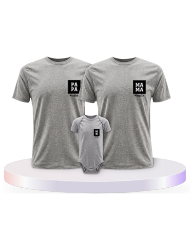 Papa Mama Mini Personalisierte Namen mit Baby Body | Paarpulli