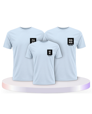 Papa Mama Mini mit Personalisierte Namen Familien T-Shirts | Paarpulli