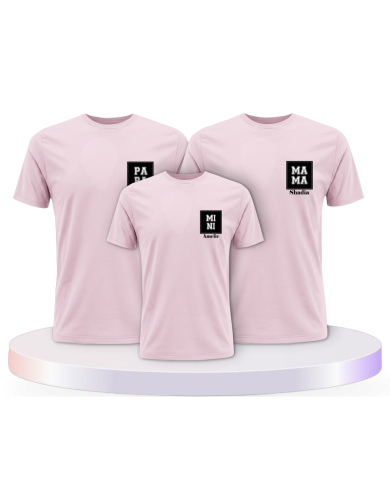 Papa Mama Mini mit Personalisierte Namen Familien T-Shirts | Paarpulli