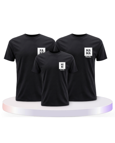 Papa Mama Mini mit Personalisierte Namen Familien T-Shirts | Paarpulli