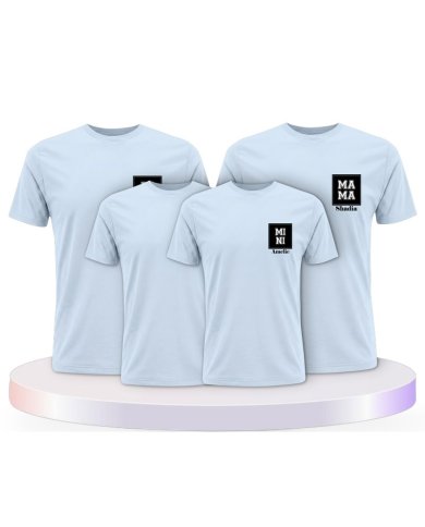 Papa Mama Mini mit Personalisierte Familienset T-Shirts | Paarpulli