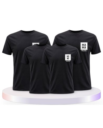 Papa Mama Mini mit Personalisierte Familienset T-Shirts | Paarpulli