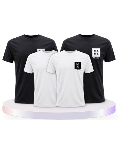 Papa Mama Mini mit Personalisierte Familienset T-Shirts | Paarpulli