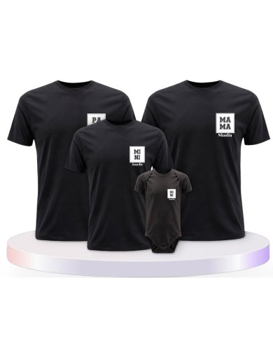 Papa Mama Mini mit Personalisierte Familien T-Shirts | Paarpulli