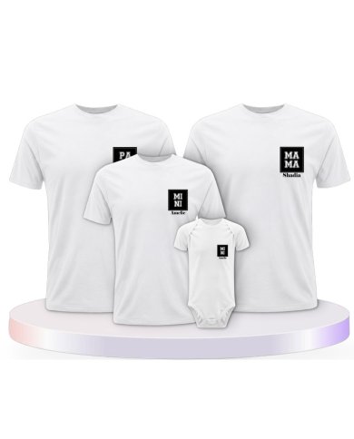 Papa Mama Mini mit Personalisierte Familien T-Shirts | Paarpulli