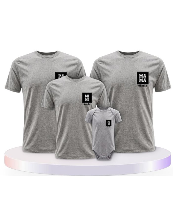 Papa Mama Mini mit Personalisierte Familien T-Shirts | Paarpulli