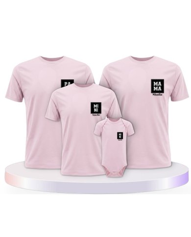 Papa Mama Mini mit Personalisierte Familien T-Shirts | Paarpulli