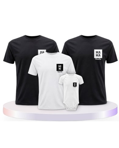 Papa Mama Mini mit Personalisierte Familien T-Shirts | Paarpulli