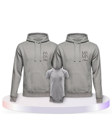 Familienlook T-Shirts mit Papa Mama Mini Wunschname | Paarpulli