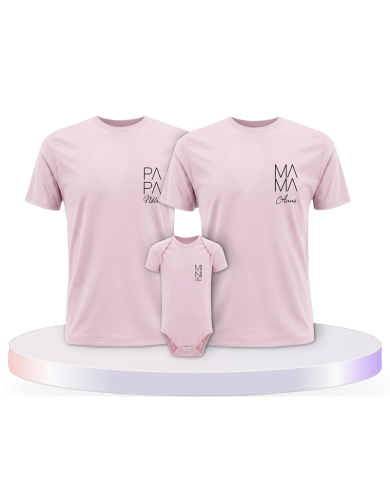 Papa Mama Mini Wunschname Familienset mit Baby Body | Paarpulli