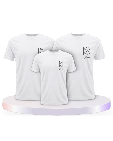 Papa Mama Mini Wunschname Familienset T-Shirts | Paarpulli