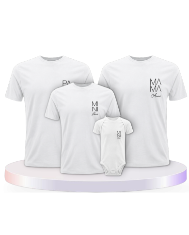 Papa Mama Mini Wunschname Familienset Familien T-Shirts | Paarpulli