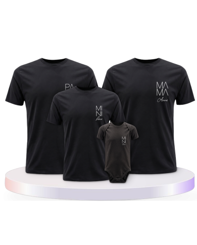 Papa Mama Mini Wunschname Familienset Familien T-Shirts | Paarpulli