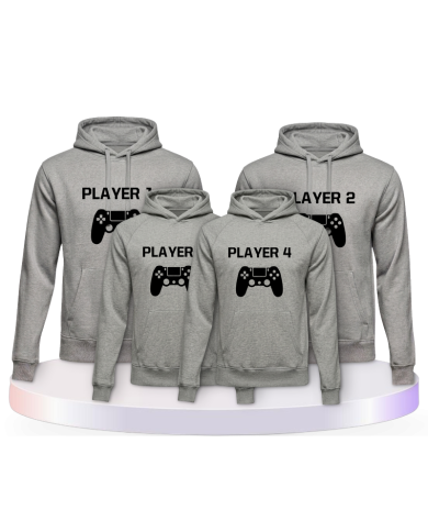 Player mit Controller als 4er Familien Hoodie-Set