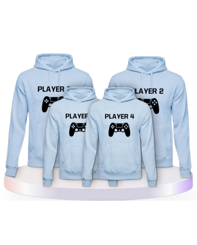 Player mit Controller als 4er Familien Hoodie-Set