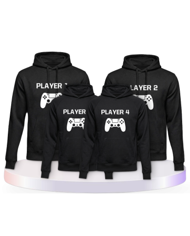 Player mit Controller als 4er Familien Hoodie-Set