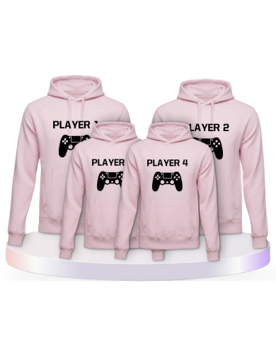 Player mit Controller als 4er Familien Hoodie-Set