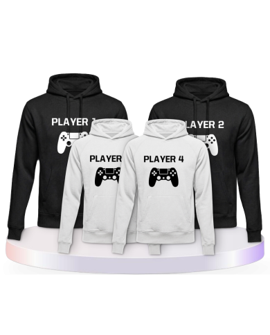 Player mit Controller als 4er Familien Hoodie-Set