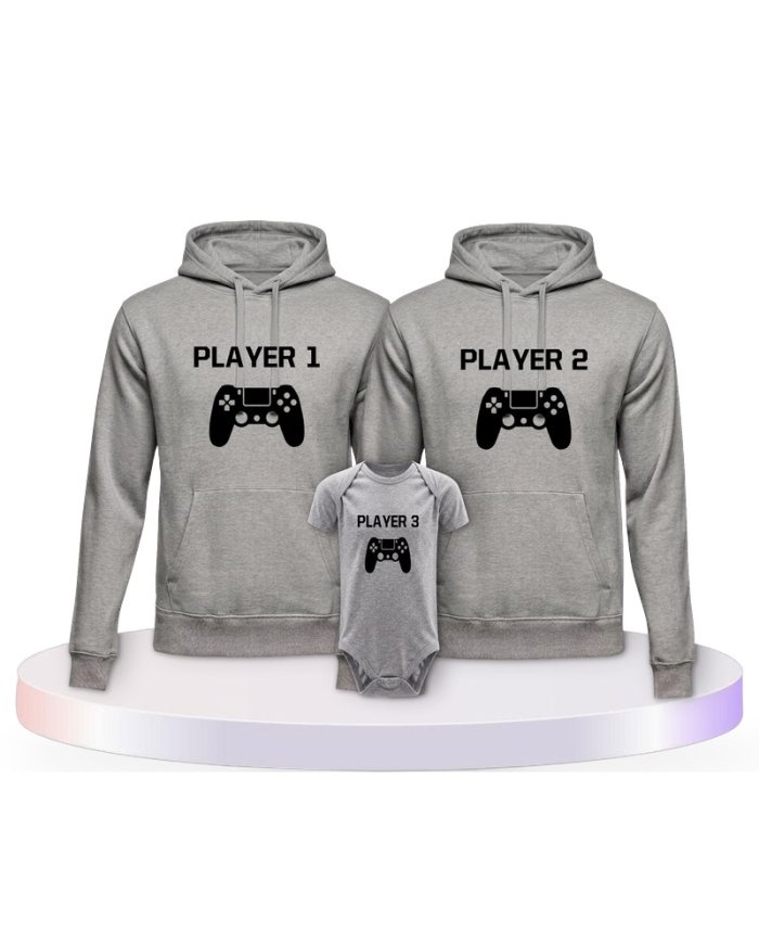 Familienlook Hoodies mit Player mit Controller | Paarpulli