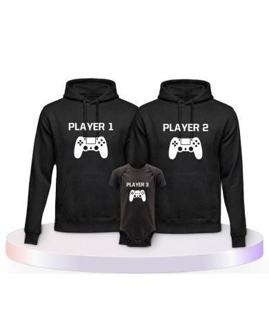 Familienlook Hoodies mit Player mit Controller | Paarpulli