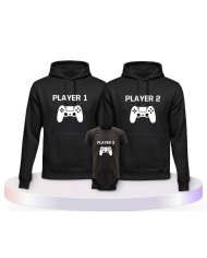 Familienlook Hoodies mit Player mit Controller | Paarpulli