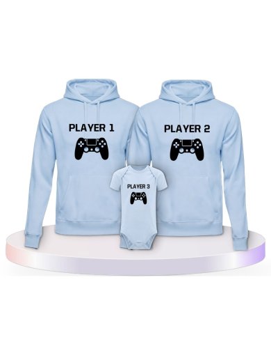 Familienlook Hoodies mit Player mit Controller | Paarpulli