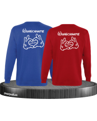 Comic Hände mit Wunschname und Wunschdatum Pärchen Sweatshirts