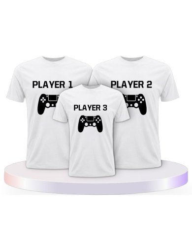 Player mit Controller Familienset T-Shirts | Paarpulli