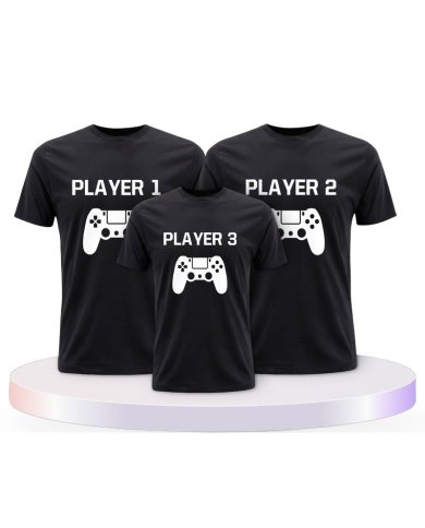 Player mit Controller Familienset T-Shirts | Paarpulli